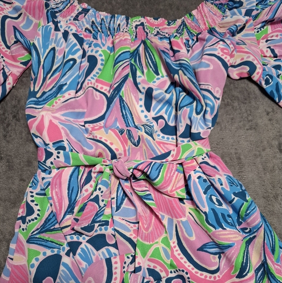 Lilly Pulitzer Laurana Maddlyn Off-The-Shoulder Stretch Dress Sz S Flounce Pink - Picture 11 of 13
